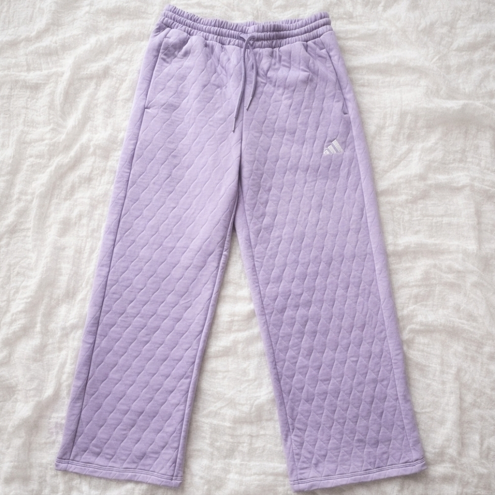 Adidas Lilac Quilted Jogger Pants NWOT Lavender Athletic Lounge Pants Womens